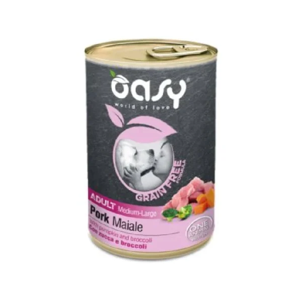 oasy grain free adult m l wieprzowina 400g