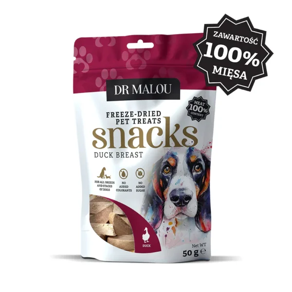 Liofilizowana pierś z kaczki dla kota Dr Malou 100% mięsa opakowanie 50g