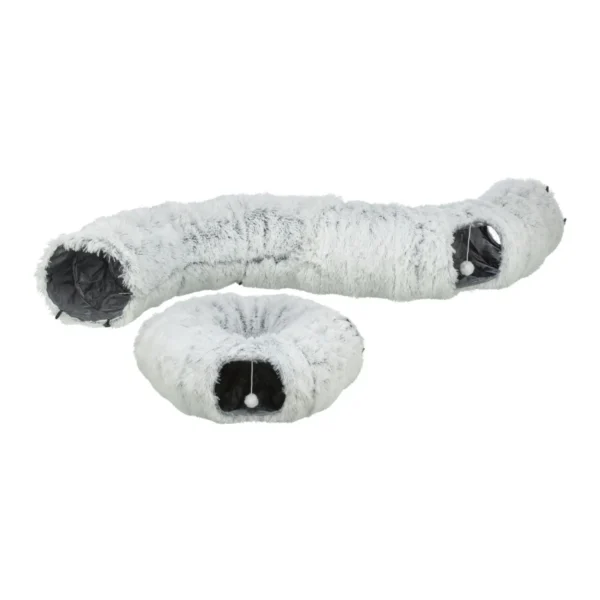 Szary pluszowy tunel dla kota Harvey Trixie 2w1 legowisko pączek