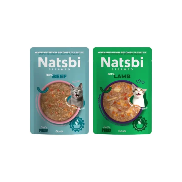Gosbi Natsbi Steamed Cat warianty smakowe wołowina i jagnięcina