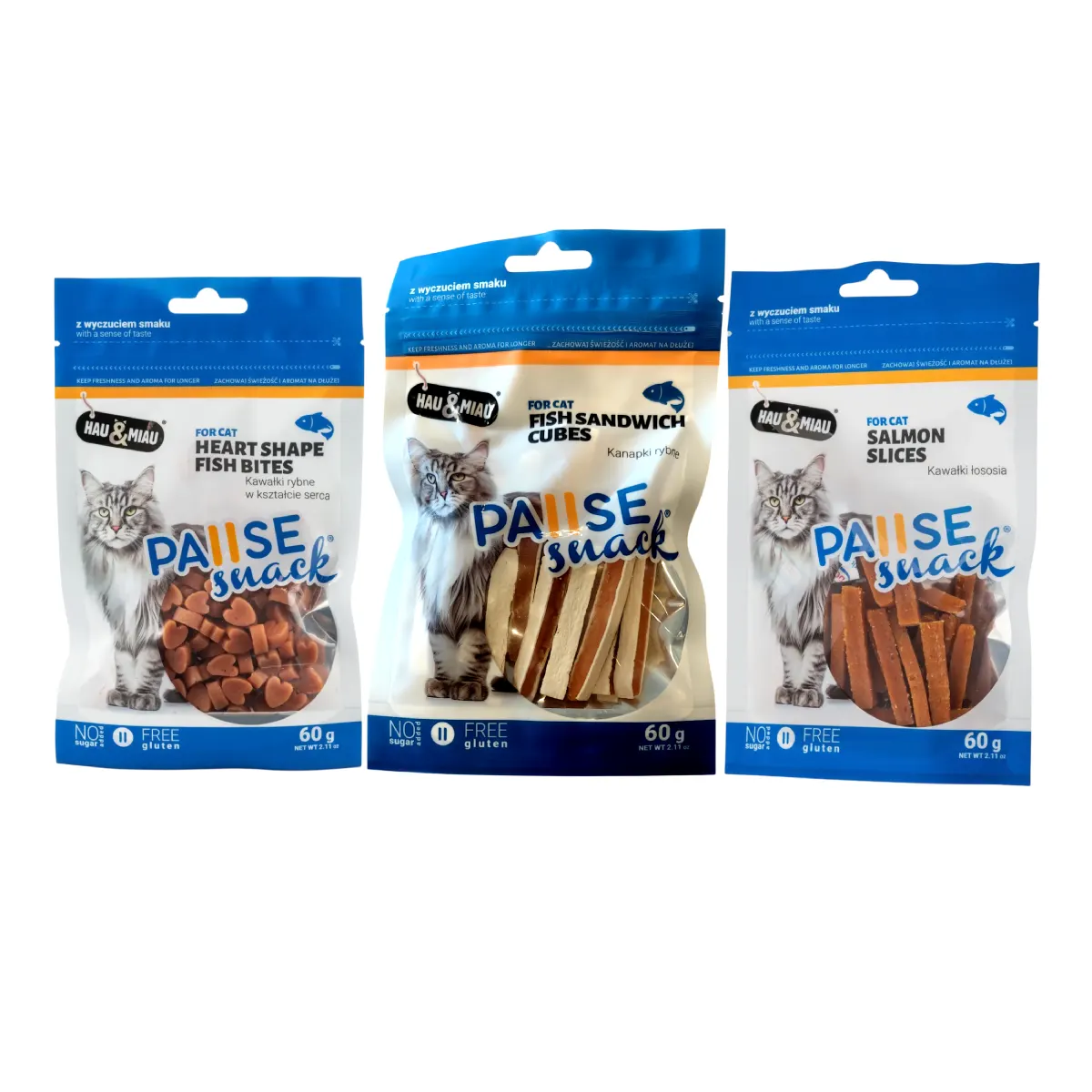 przysmaki rybne dla kota pausesnack 60 g (warianty) Naturalne przysmaki rybne dla kota Pausesnack łosoś i dorsz 60g