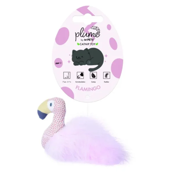 Flamingo Plume Catnip pluszowa zabawka dla kota z piórkami i kocimiętką