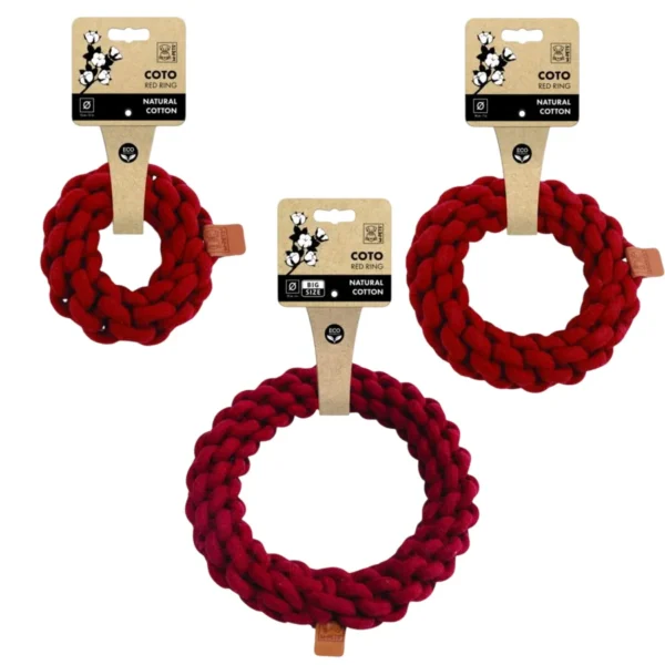 Bawełniane obręcze dla psa M-PETS COTO Ring zestaw czerwone