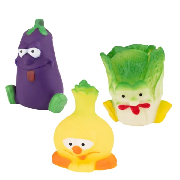 zabawki winylowe dla psa seria warzywa bakłażan, czosnek, kapusta