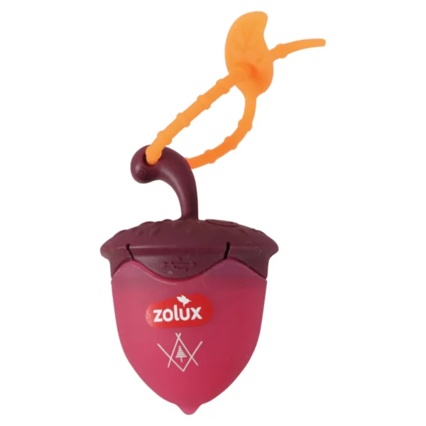 Czerwona lampka LED do obroży dla psa w kształcie orzecha laskowego z kablem USB-C.